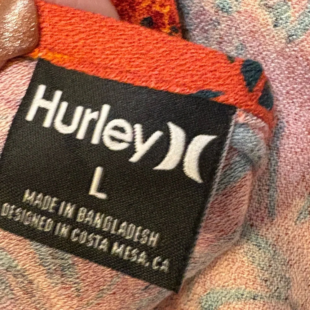 NWT Hurley Summer Palm Flounce Top orange red palm print - deep v tie back - Picture 5 of 8